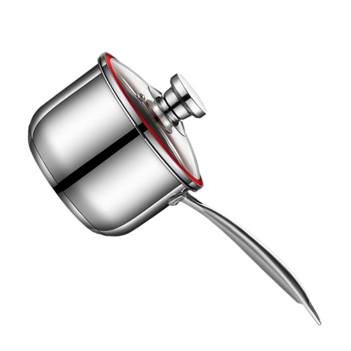 Cacerola de acero inoxidable con diseño elegante y escala de medición