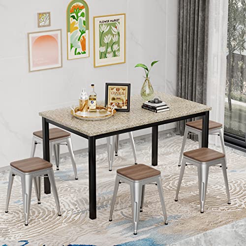 Changjie Furniture 18 Inch Stools Metal Dining Chairs Set Of 4 Stackable Kids Stools Short Stools Bar Stools Classroom Stools (18 Inch, Silver) #TOP5