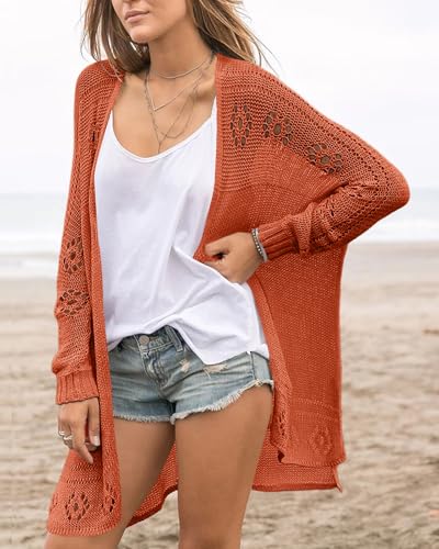 Image of Misassy Womens Open Front Knit Sheer Cardigans Summer Boho Lightweight Long Sleeve Kimono Long Sweater