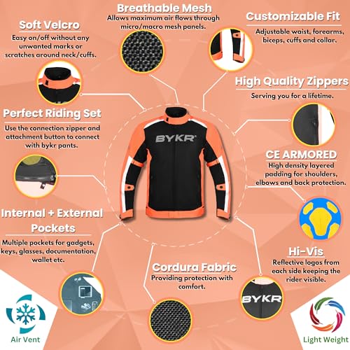 Image of BYKR Mesh Motorcycle Jacket For Men Dual Sports Adventure Breathable Riding Protective Motorbike Jackets Enduro CE Armored