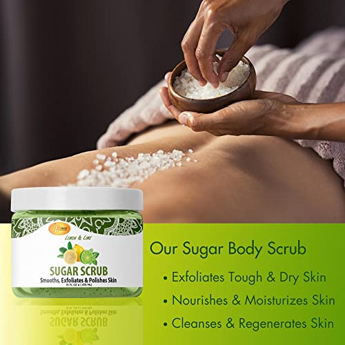 Spa Redi - Sugar Body Scrub, Lemon And Lime, 16 Oz, Exfoliating, Moisturizing, Hydrating And Nourishing, Glow, Polish, Smooth And Fresh Skin - Body Exfoliator #TOP5