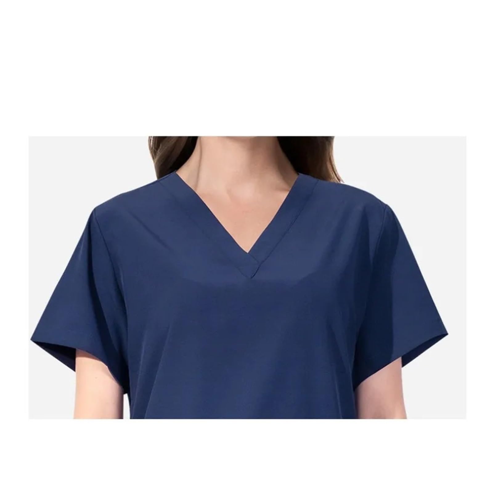 Conjunto de Uniforme médico for Hombre y Mujer, con Camiseta y Pantalones de Manga Corta con Cuello en V, Ropa de Trabajo for médicos y Enfermeras.(Black,L)