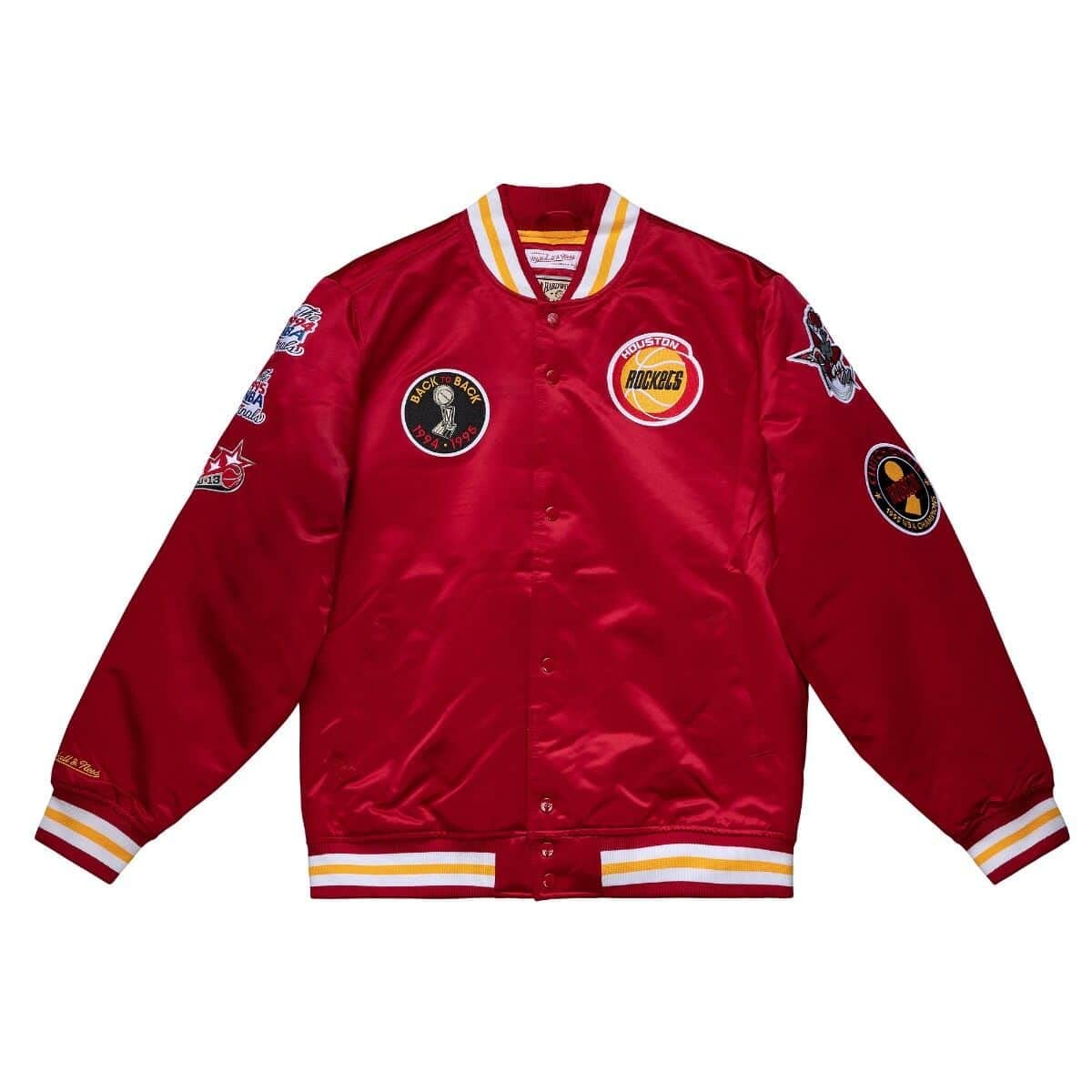 Veste Satin Houston Rockets Mitchell & Ness - Colossal Face - Taille M-XXL - Neuf Avec étiquettes