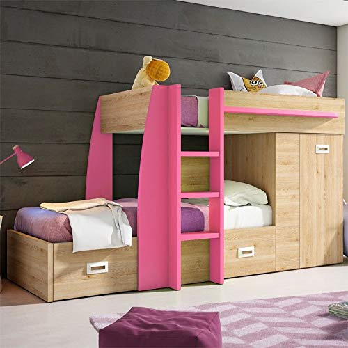 fanmuebles - Litera Tren Pino Danés Fucsia