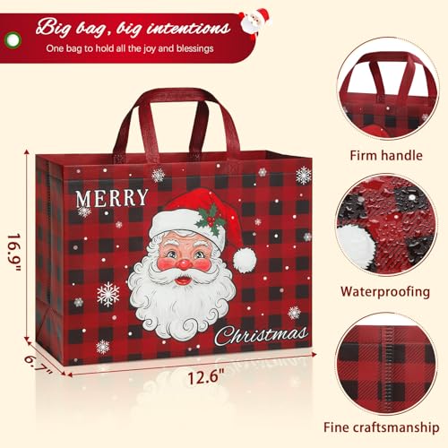 Image of STYPOP 12 Pack 17 inch Extra Large Christmas Gift Bags, Reusable Non-Woven Christmas Tote Bags with Handles, Perfect for Xmas Gift Wrap /Party Favor Supplies, 16.9 inch x 12.6 inch x 6.8 inch