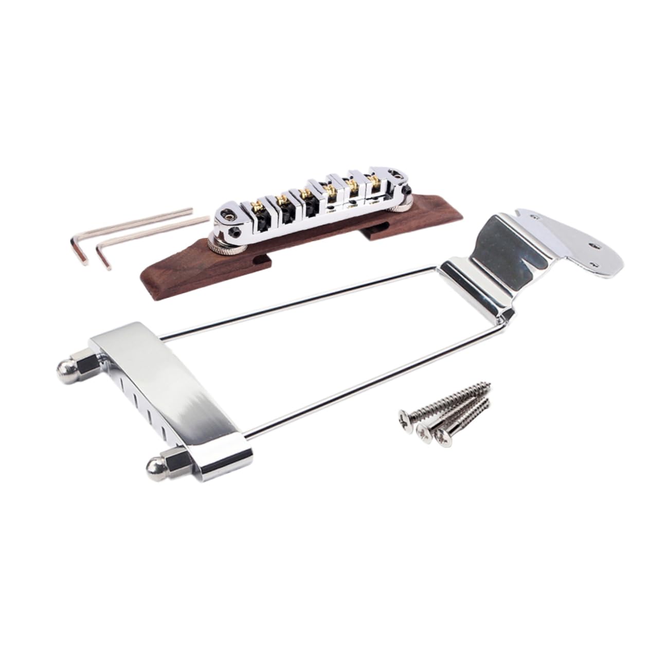BESPORTBLE String Archtop Jazz Guitar Bridge with Adjustable Rosewood Base Tailpiece Durable Silver Design for Enhanced Performance and Compatibility with Jazz Guitar Parts