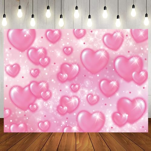 Fondo Fotográfico Rosa Corazón 7x5ft para Fiesta miniatura 1