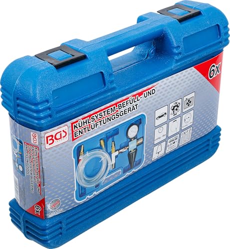 BGS Kühlsystem Befüll- und Entlüftungsgerät Abdrückgerät Entlüfter Tester Prüfer Befüllgerät Entlüften Kühlwasser befüllen Lecksucher Abdrücker Leck Suche Universal Auto KFZ PKW Fahrzeug