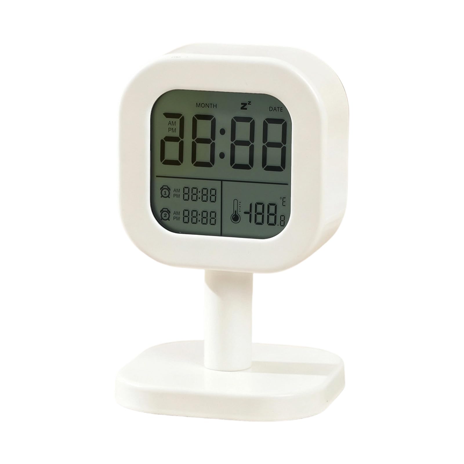 CUNZJIA Adjustable Stand Digital Alarm Clock with Temperature Display Quiet Sweeps Second Movement for Desk Bedroom Offices