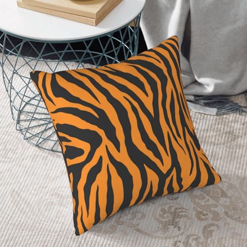 Housses de coussin velours côtelé léopard orange 45x45 cm pour déco