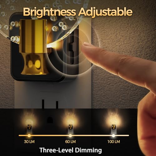 Image of DORESshop LED Night Light[2 Pack], Decorative Night Light Plug Into Wall | Dusk-to-Dawn Sensor, Dimmable Nightlights for Bathroom Hallway, Bedroom,Kids Room,Stairway, Soft White
