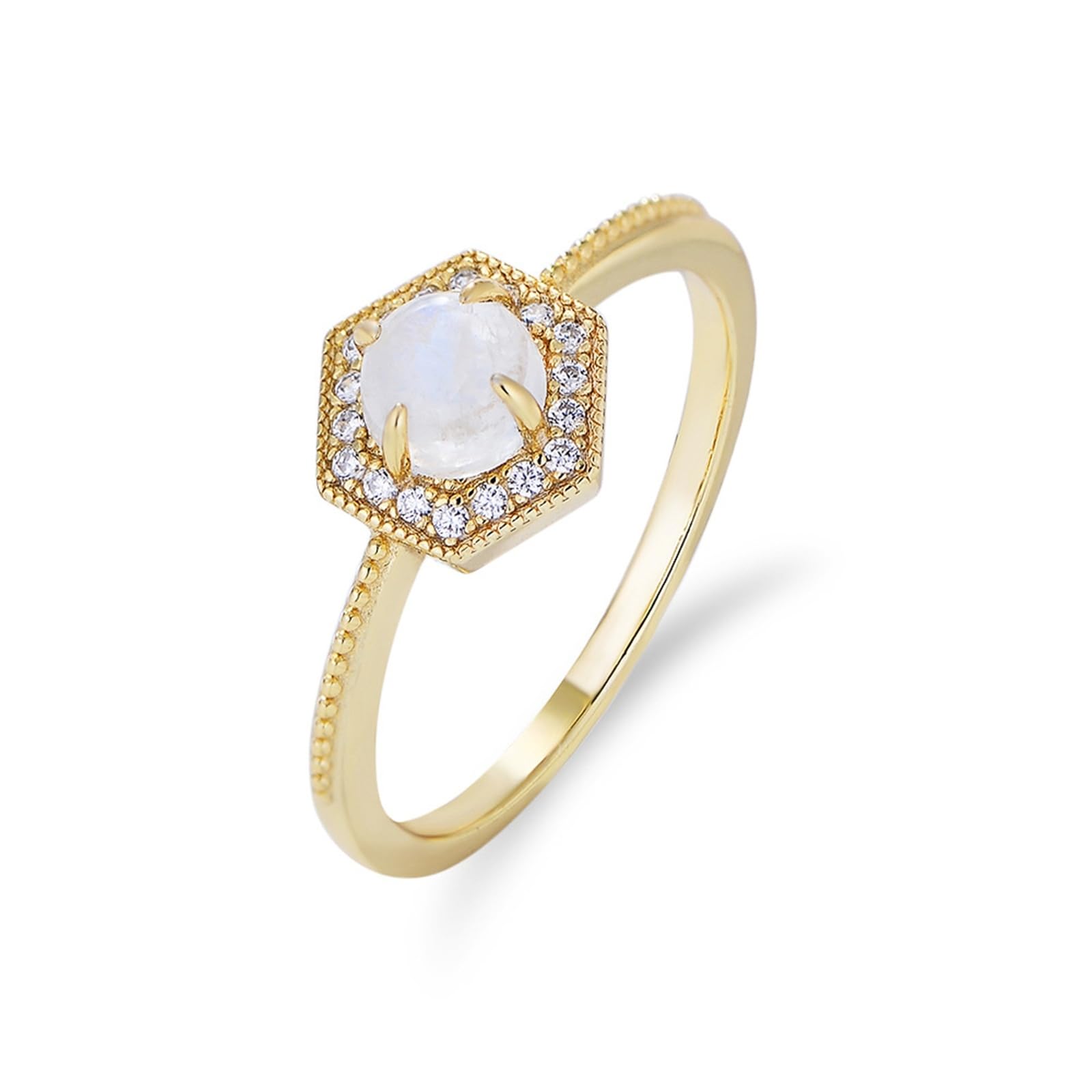 Anillo de oro con ópalo para mujer, anillo de boda, oro amarillo halo, anillos de compromiso de oro real de 0,5 ct ópalo alianzas para mujeres