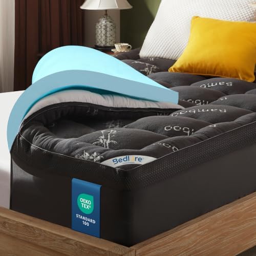 BEDLORE Matratzen Topper 140x200cm mit H2, Atmungsaktiv & Weich, Grau | Dual-Layer-Design, Schlafqualität Verbessern, 40 % Bambusfaser, 30cm Tiefe Taschen, OEKO-TEX, Waschbar 40–60
