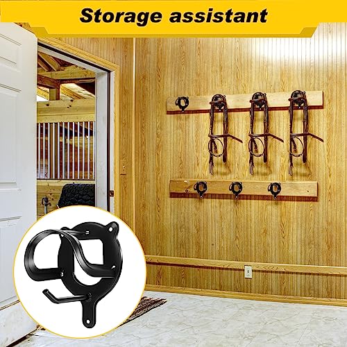 Image of Silkfly 36 Counts Horse Bridle Hooks for Tack Room Black Bridle Racks Metal Horse Tack Storage Halter Hangers Bracket Holder with Tubes and Screws Horses Barn Supplies