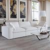 JACH Modular Sectional Sofas for Living Room, Deep 3-Seats Convertible Couch, Cushion Covers Removable, Modern Cloud Sectional Couches for Apartment (White)