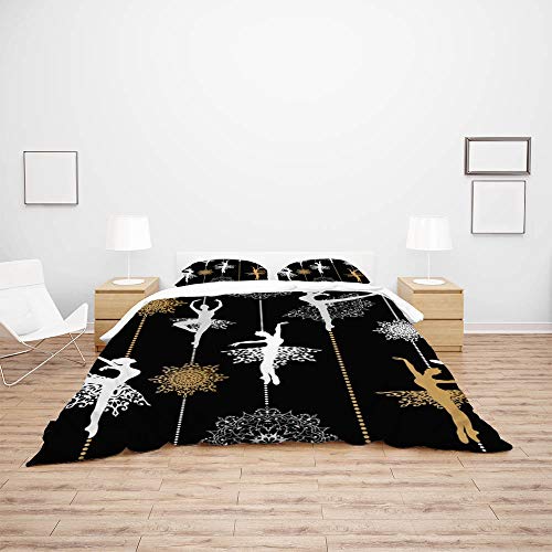 Parure de lit sans pli ultra douce motif ballerine pour lit double