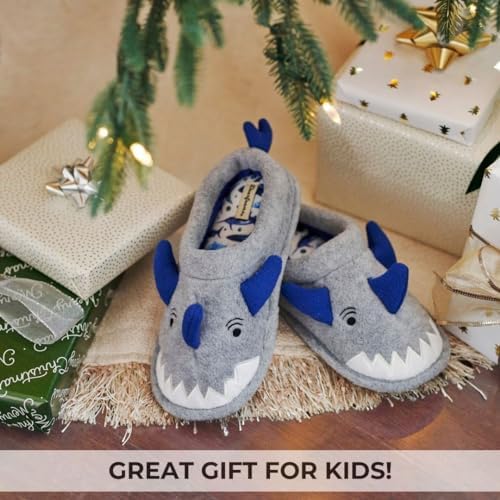 Dearfoams Easter Basket Stuffers Gifts for Kids Washable Animal Critter Slippers, Shark, 9-10 Toddler | Image 3