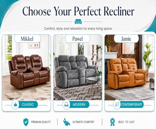 Image of Torque - Mikkel Leatherette Recliner Sofa 3 Seater Manual- Brown | Three-Seater Recliner Couch Chair | Triple 3 Seater Recliner Sofa for Living Room 1 Year Warranty