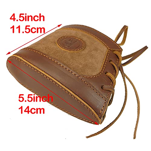 Genuine Leather Gun Recoil Pad With Rifle Shell Holder Cartridge Sling, Heavy Stitching (Brown(.45-70 .30-06 .308)) #TOP2