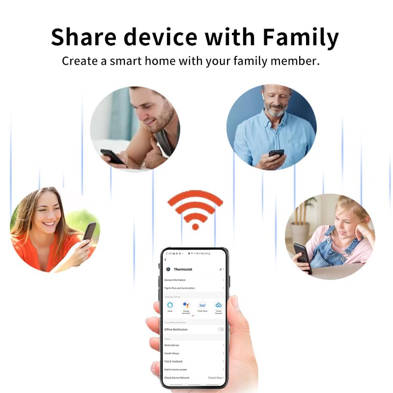 Inteligentny termostat WiFi, programowalny, sterowanie głosowe, inteligentny wyświetlacz cyfrowy, oszczędność energii, współpracuje z Alexą, do domowego ogrzewania wody, bojlera gazowego.