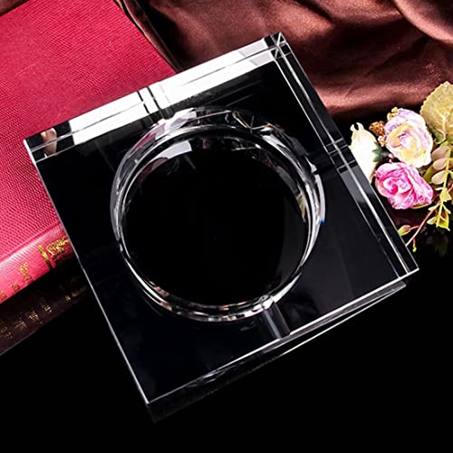 灰皿 15cm クリスタル灰皿 スクエアはいざら 正方形 北欧 クリスタルガラス 業務用 透明感感高く 重厚感 卓上 おしゃれ モダン 父の日 贈り物 プレゼント お祝い 記念品 ギフト エレガント店舗 キャバクラ アッシュトレイ ブラック OSONA