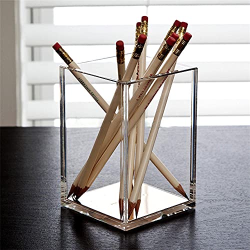Image of HSYMQ 2 Pack Clear Acrylic Pencil Pen Holder Cup, Makeup Brush Holder Acrylic Desk Accessories