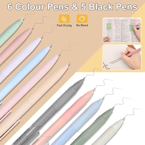 COZCLAM 32pcs Aesthetic Stationery Supplies with Brown Pen Case, 12 Pastel Highlighters, 6 Colour Pens, 5 Black Pens - Image 4