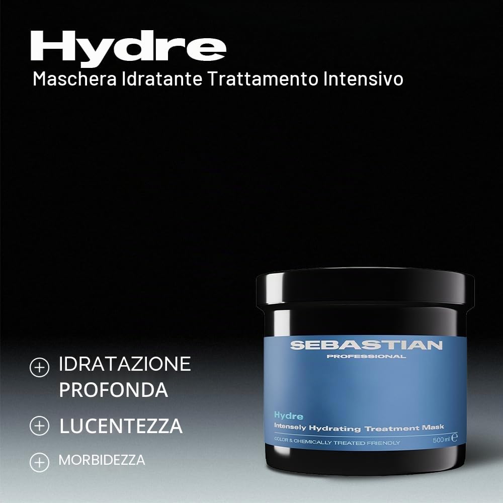 Sebastian Professional Hydre Intensely Hydrating Mask – Trattamento idratante rapido che nutre e ammorbidisce i capelli secchi e colorati senza appesantire