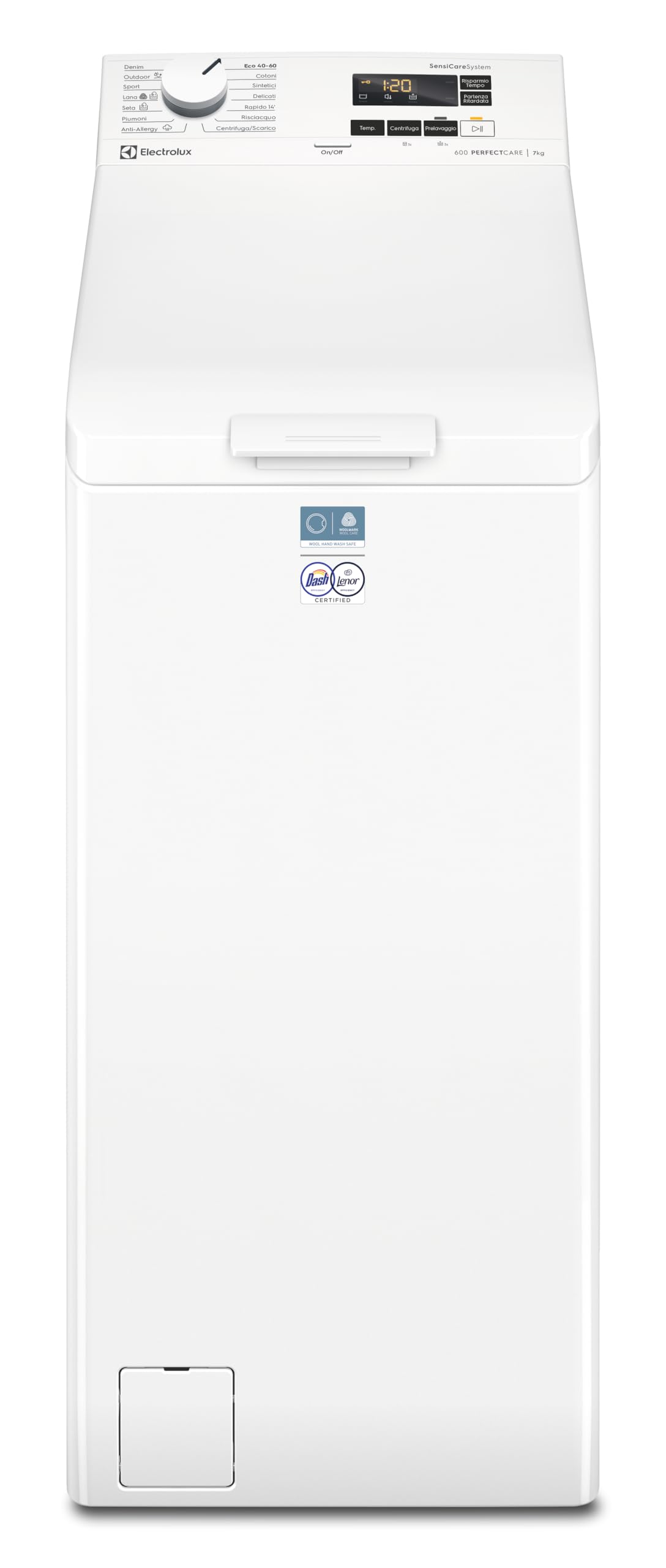Electrolux EW6T57A Waschmaschine Toplader, Kapazität 7 kg, Klasse A, PerfectCare 600 mit SensiCare, Anti-Allergy-Dampfprogramm, Inverter+-Motor, TimeSave, 890 x 400 x 600 mm, Weiß
