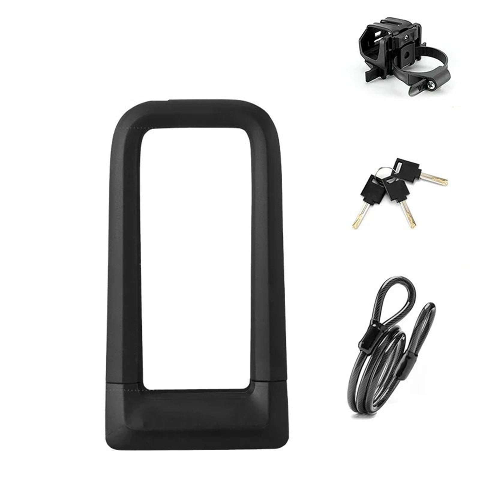 Motorcycle Handlebar Lock Bike Lock Silicone U-Shaped Resistant to Hydraulic Shear Motorcycle Anti-Theft Motorbike Lock Security(Black with Cable)