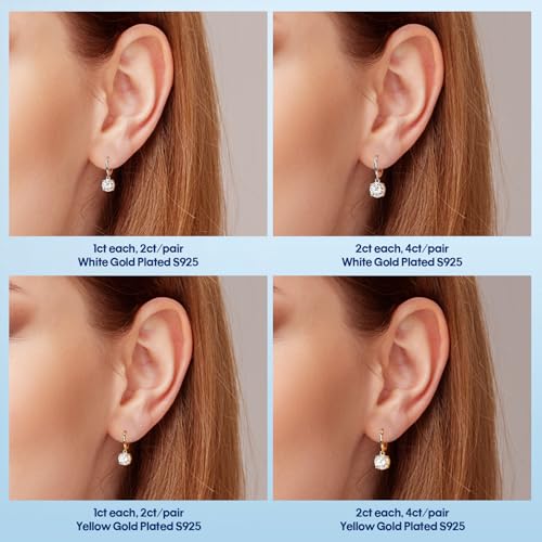 Moissanite Hoop Earrings for Women，2-4CT 4-Prong 18K White Gold Plated 925 silver D Color Drop Earrings, Certificate Jewelry for Her Birthday Wedding4