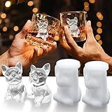 3D French Bulldog Ice Cube Molds, Fun Animal Shape Ice Cube Tray Silicone for Whiskey, Cocktail, Juice, Drink Decoration Cute Dog Gifts for Bulldog Lover, 2 Pack Resin Molds