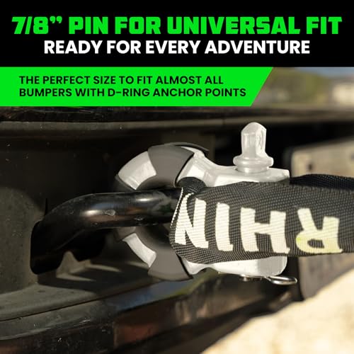 Image of Rhino USA Super D Ring Shackles (2-Pack) - 70,548lb Break Strength - Heavy Duty 3 /4 inch Clevis Shackle with 7 /8 Pin for Towing & Off-Road Use - Pairs with Tow Strap for Vehicle Recovery (White)