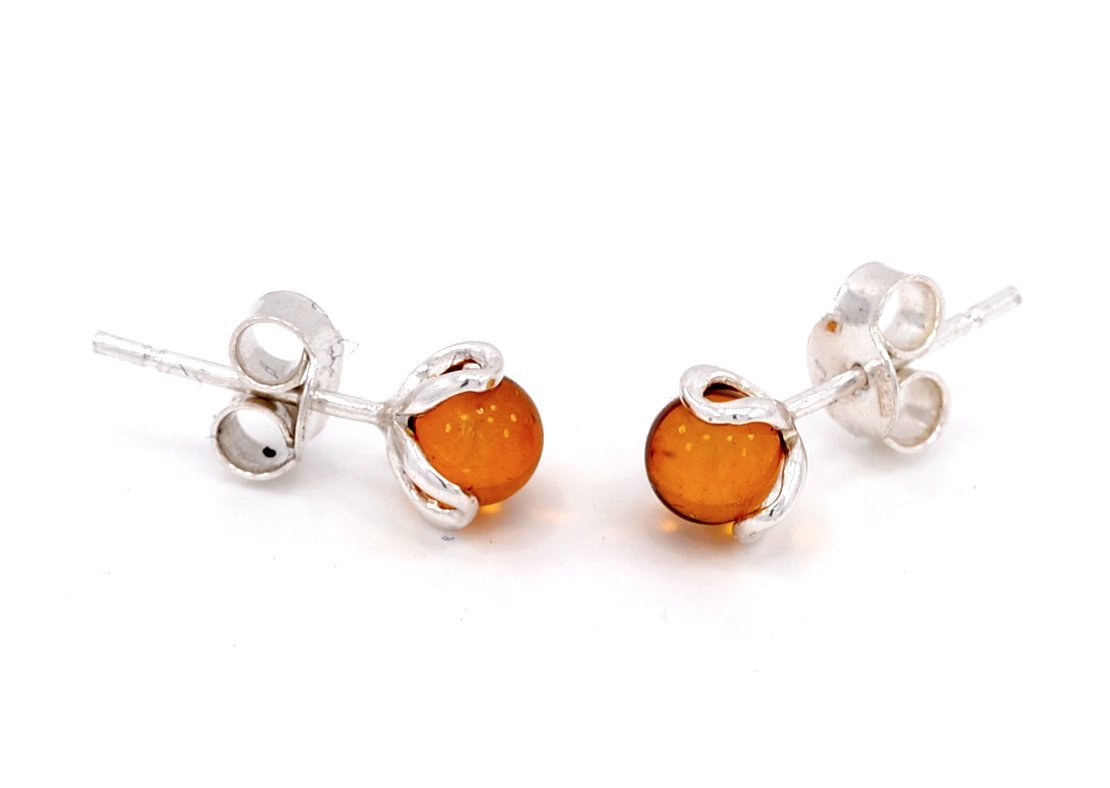 BALTIC AMBER & STERLING SILVER STUD EARRINGS