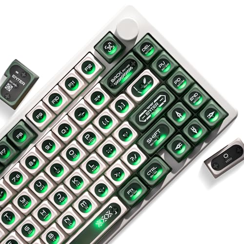 OHY XVX Green and White Shine Through Keycaps for Mechanical Keyboards -...