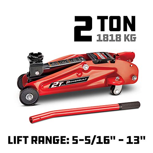 Image of Powerbuilt 2-Ton Trolley Jack, Garage Vehicle Lift, 4000 Pounds, 360 Degree Swivel Wheel Casters, Safety Valve, Car Repair - Red 640181