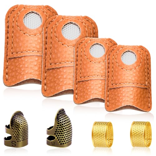 8 Pcs Hand-Working Sewing Thimble Adjustable Metal Finger Protectors for Sewing Leather Thimbles for Hand Quilting Thimbles for Hand Sewing Sewing Needles Hand Embroidery Craft