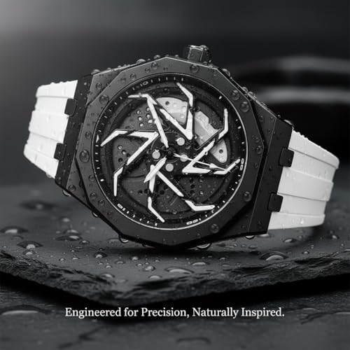 Image of IIK COLLECTION Men's Car Wheel Watch with Spinning Car Rim Hub Design with Silicon Strap|| Analog | Quartz Movement|| Water Resistant, Scratch Resistant