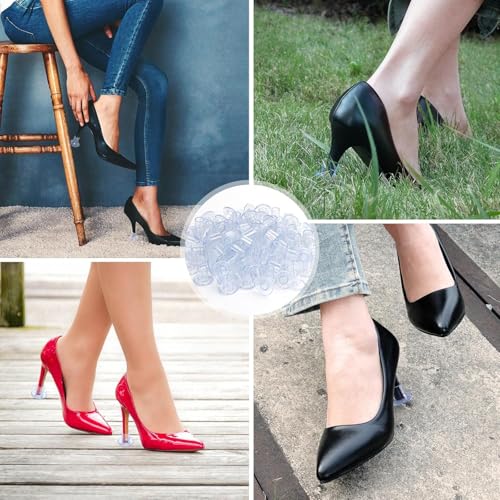 Image of Heel Stoppers for Grass - 84 Pairs 3 Sizes High Heel Protectors for Women Wedding Shoes, Clear Grass High Heel Protectors for Walking on Grass and Uneven Floor - S, M, L