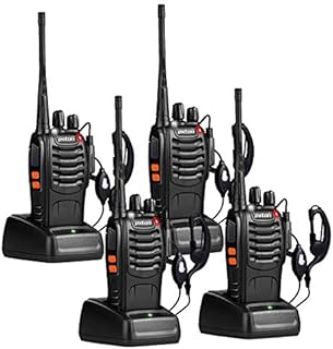 pxton Walkie Talkies Long Range for Adults with Earpieces,16 Channel Walky Talky Rechargeable Handheld Two Way Radios with Flashlight Li-ion Battery and Charger（4 Pack）