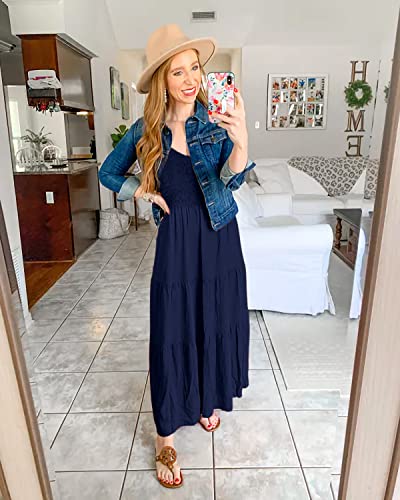 Image of Dokuritu Women's Beach Crochet Lace Maxi Dress Solid Color Summer Vacation Wedding Guest Spaghetti Strap Long Dress