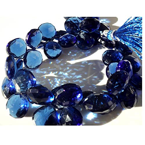 Quartz hydro bleu royal facetté cœur 11mm pour création bijoux