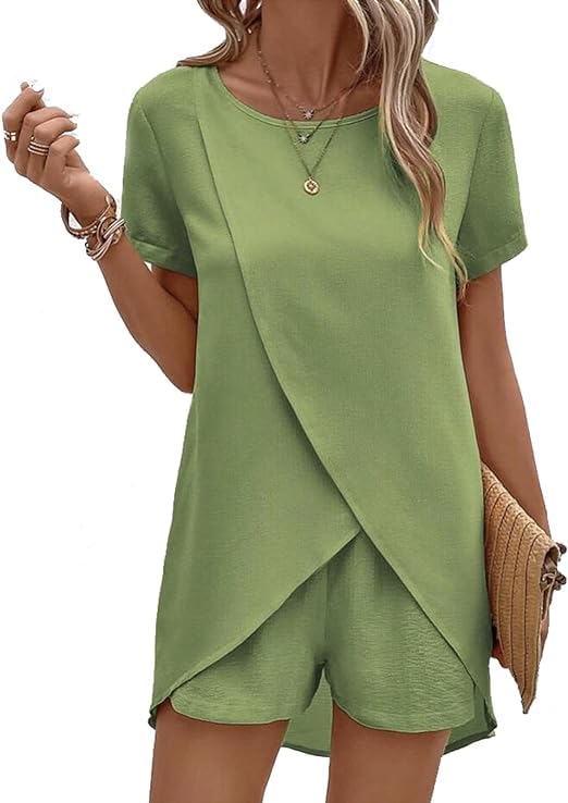 Keppal - Set di abbigliamento da donna in 2 pezzi, stile casual, per l'estate