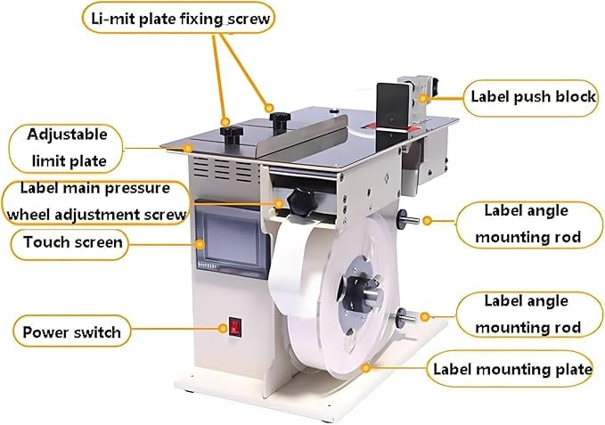 Etichettatrice angolare automatica, 2 in 1 con etichette staccabili, velocità/lunghezza regolabili, controllo touch screen per un'applicazione efficiente dell'etichetta