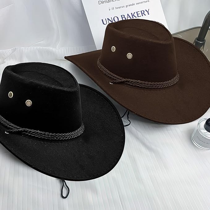 Image of 12Pcs Cowboy Hats and Bandanas,Western Cowboy Hats Bulk,Wide Brim Cowgirl Hats Costume Party for Men Women