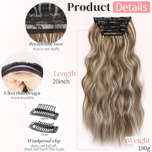 Image of KooKaStyle Wavy Thick Clip in Hair Extensions 20 inch Brown mix Ash Blonde