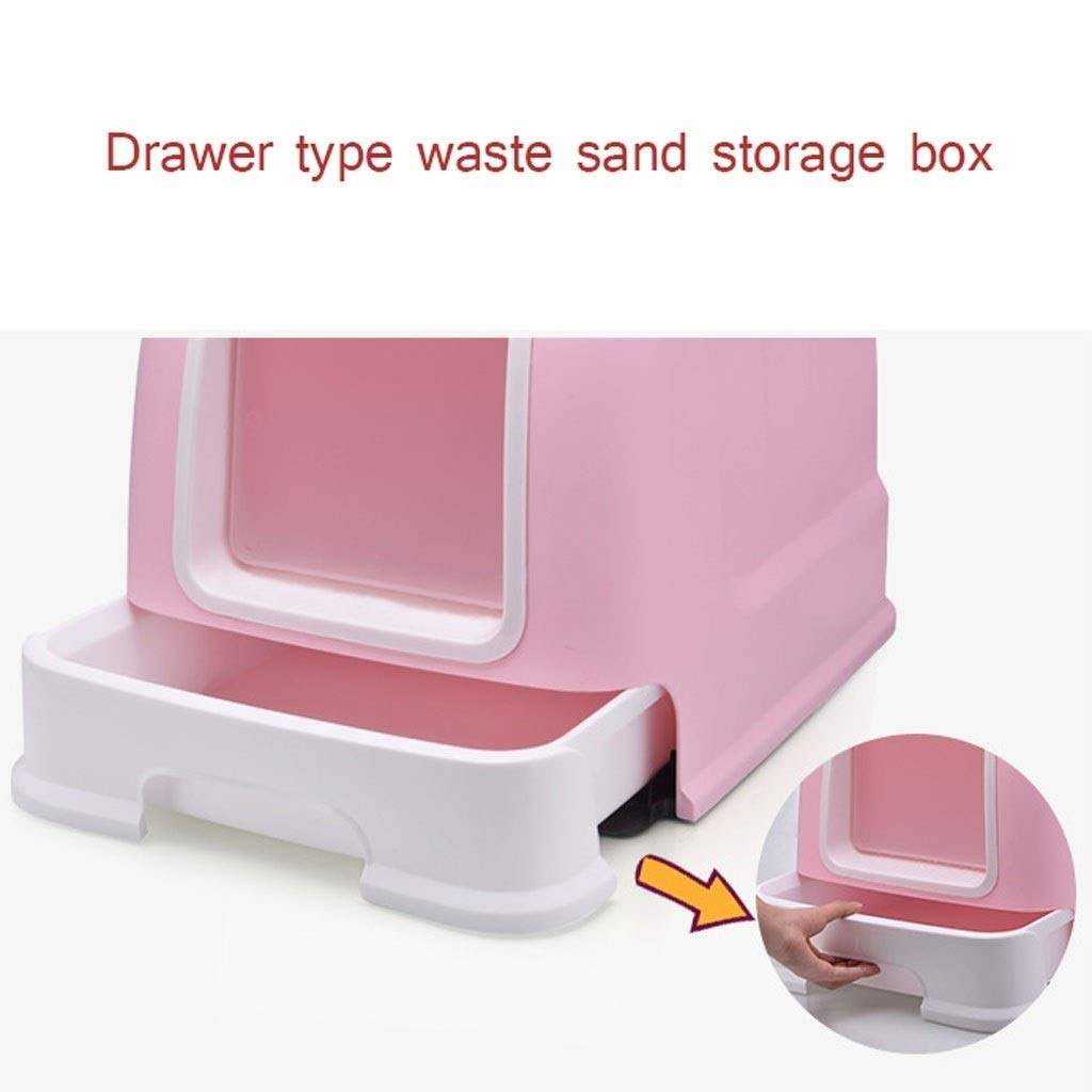 Haustiertoilette Mode Kreativer tragbarer Griff Automatische Katzentoilette Haustier Mülleimer mit Schublade Katzenstreu Katzentoilette Katzentoilette (Farbe: Roze)