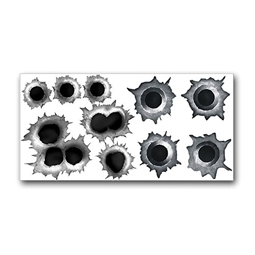 Juego de pegatinas con 10 agujeros de bala para coche, para scooter ciclomotor moto casco portátil smartphone I negro gris I kfz153