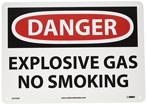 Panneau danger gaz explosif interdiction de fumer aluminium NMC D434AB 35,6x25,4 cm