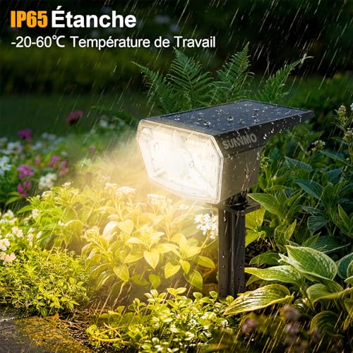 Lampe solaire extérieur 104LED étanche avec 3 modes d'éclairage intelligents